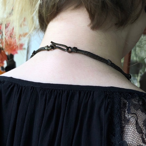Dark Metal Copper Tone Boho Flower Necklace - Picture 5 of 5